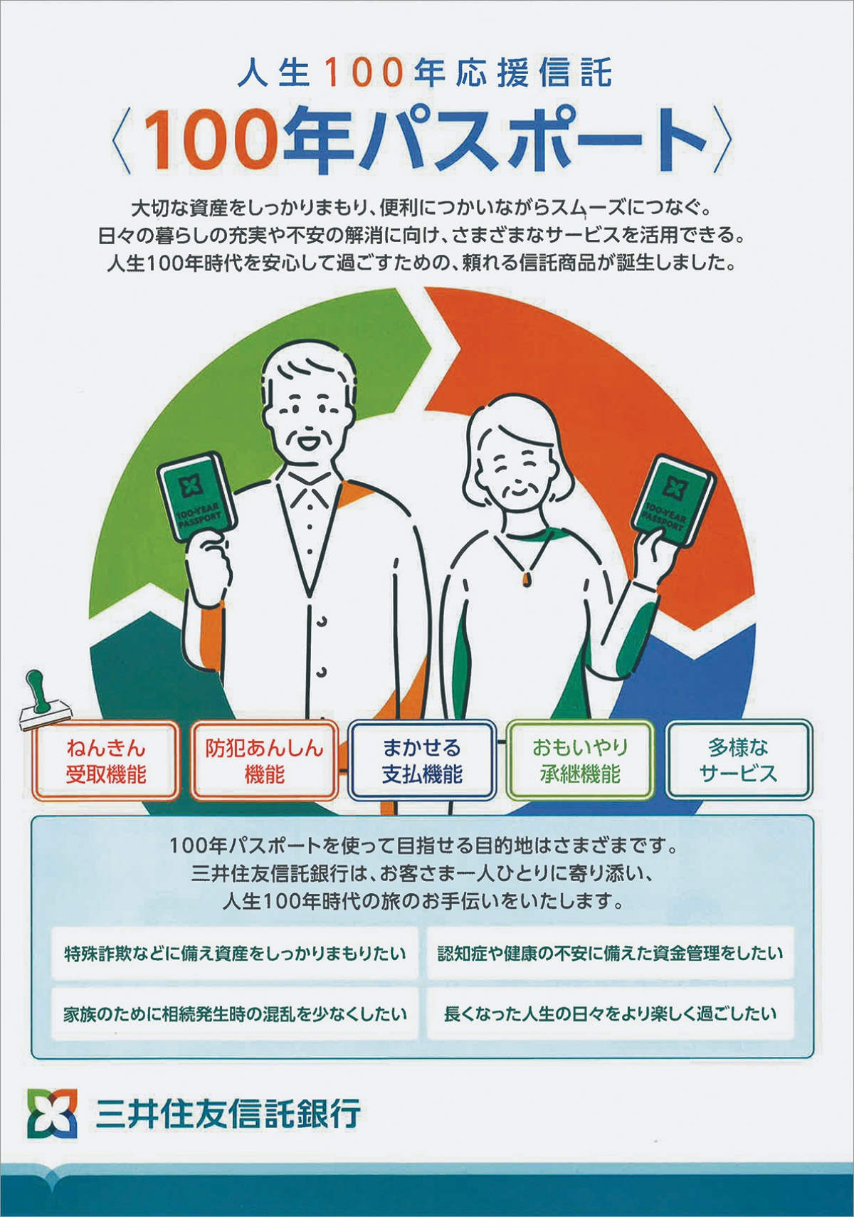 「人生100年応援信託(100年パスポート)」パンフレット