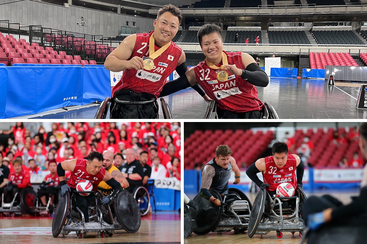初めて世界の頂点に立ったIWRFウィルチェアーラグビー世界選手権(2018年)にて 左:池透暢選手 右:橋本勝也選手 ©MasudaMegumi/WWR/JWRF